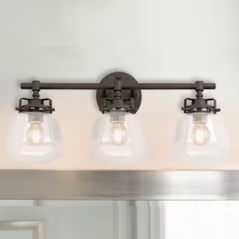 allen + roth‎ Lyla 23-in 3-Light Matte Black Mid-century Vanity Light
